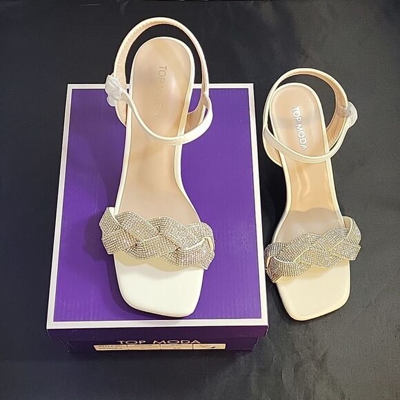 BRAND NEW TOP MODA  HEEL RHINESTONES EMBELLISHMENTS ANKLE STRAP SQUARE T… - Picture 15 of 16